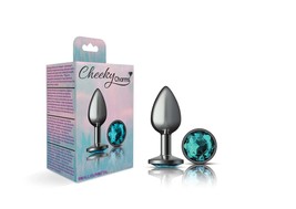 Cheeky Charms-Gunmetal Metal Butt Plug- Round-Teal-Small - $35.49