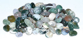 1 Lb Agate, Moss Tumbled Chips 7-9mm - £37.46 GBP