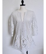 BCBG MaxAzria Ivory Laurice Floral Lace Tunic Shift Dress S Beach Cover Up Mini - £31.59 GBP