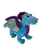 Aurora Dragon Plush Stuffed Toy Blue And Purple Soft And Squishy Green Eyes - £17.17 GBP