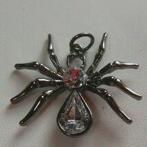 Metal Silver-tone Clear Rhinestone Spider Pendant - $13.85