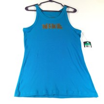 Nike Tank Womens XL Blue Ribbed Gold Letter Top NEW 16-18 100% Cotton Ea... - $29.69