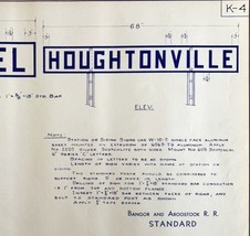 1966 Railroad Bangor Aroostook Houghtonville Station Sign Blueprint K4 D... - £121.10 GBP