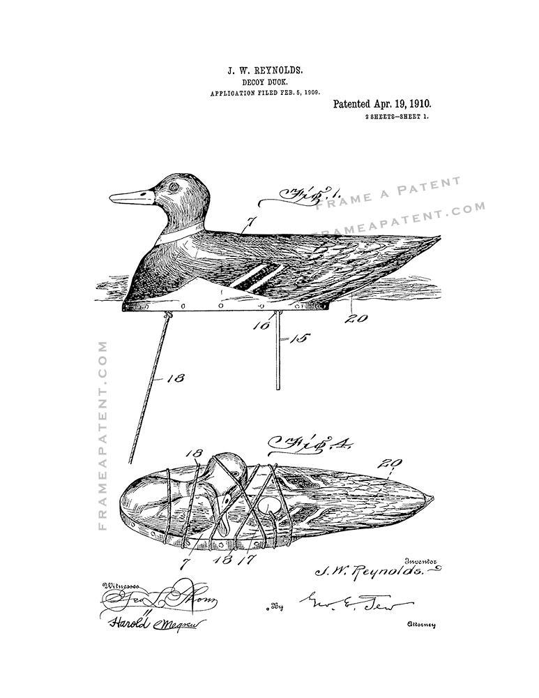 Decoy Duck Patent Print - White
