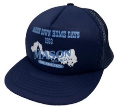 Vintage Mason Down Home Days 1983 Hat Cap Snap Back Blue Mesh Trucker Mason MI - £15.81 GBP