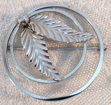 Van Dell Sterling Silver Brooch / Pin Twin Leaves &amp; Berry - £20.77 GBP
