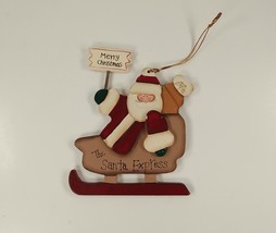 The Santa Express Merry Christmas Santa Sleigh Wooden Rustic Christmas Ornament - £2.99 GBP