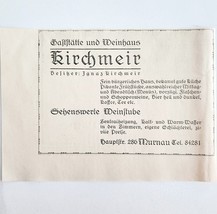 1940 Kirchmeir Restaurant Wine House Advertisement Murnau Germany Import... - $19.99
