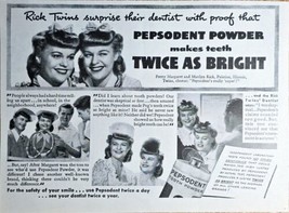 1942 Pepsodent POWDER-TWICE As Bright - Rick TWINS-DENTIST - Vintage Print Ad! - £9.40 GBP