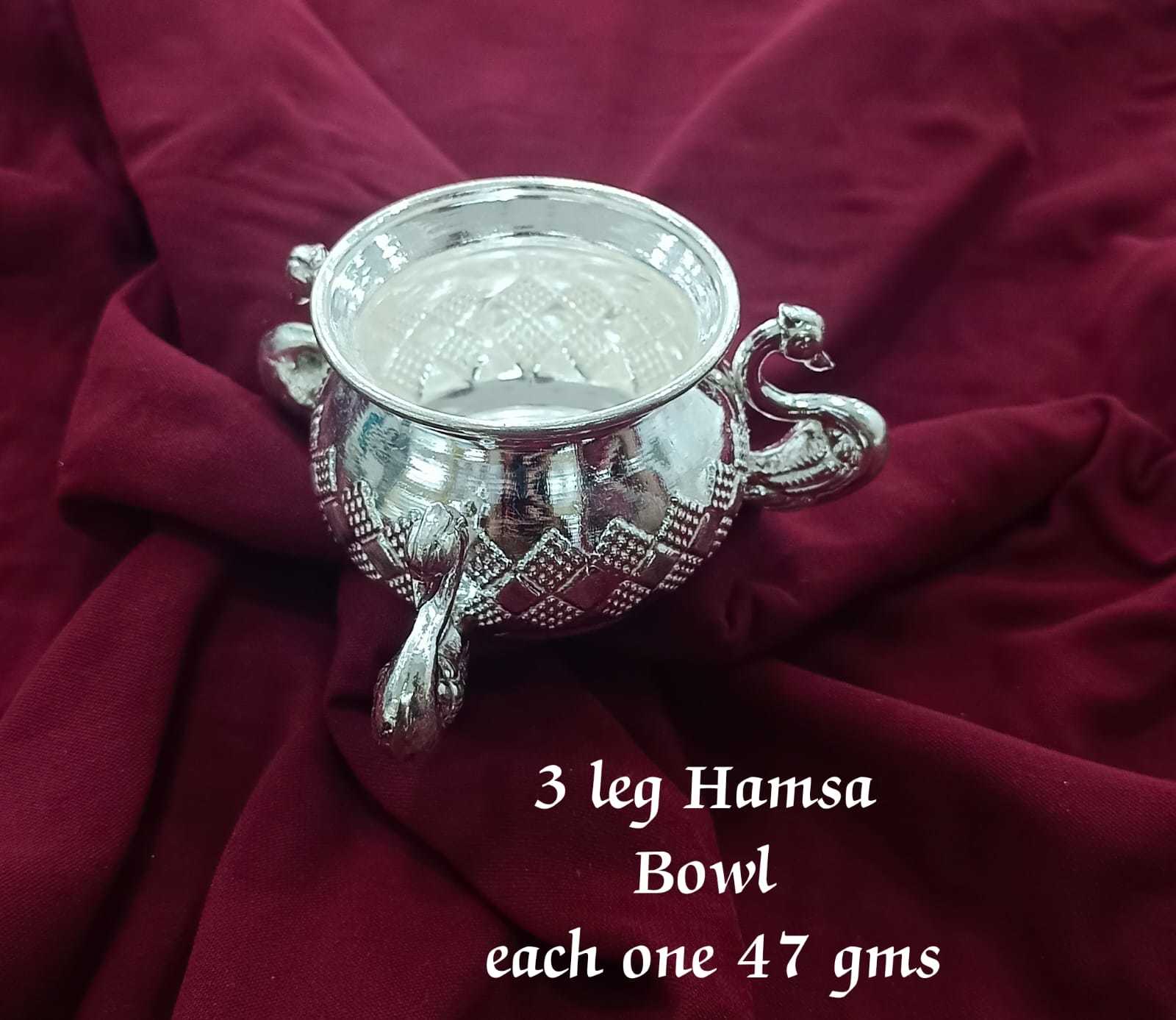 BIS HALLMARKED 925 Silver Hamsa 3 Leg Bowl - pure silver gift items  - $28.00+