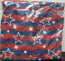 Vinyl Flannel Back Custom Fit Tablecloth,54x76&quot;Oval,PATRIOTIC Stars &amp; Stripes,Lk - £17.40 GBP