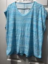 Westbound Blue with White Stripes and Clear Sequins Shirt Women&#39;s Petite Sz XL - £11.86 GBP