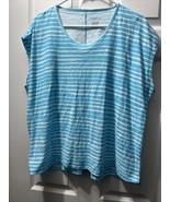 Westbound Blue with White Stripes and Clear Sequins Shirt Women&#39;s Petite... - £12.53 GBP