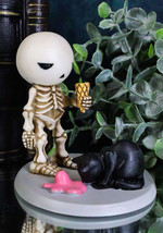 Lucky The Skeleton Boy Dropping His Ice Cream By Mystical Black Cat Figurine - £17.67 GBP