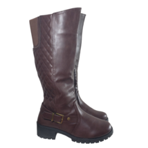 Olivia Miller Womens Brown Pull On Quilted Block Heel Closed Toe Knee Boots Sz 9 - £56.08 GBP