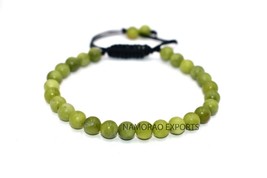 Natural Green Jade 6x6 mm Beads Thread Bracelet ATB-51 - £7.39 GBP