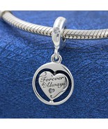 Valentine Release 925 Silver Spinning Forever &amp; Always Soulmate Dangle C... - £13.76 GBP