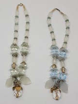 2 Vintage Clear &amp; Frosted Beaded Lucite Flower Petal Floral Necklace Lot... - $915.57 MXN