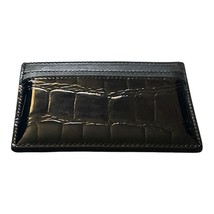Saint Laurent YSL Black Croc Embossed Leather Card Holder Wallet Authentic image 2