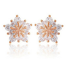 Zircon Snowflake Ear Stud Full Diamond Five-Pointed Star Christmas Earrings Exqu - £7.87 GBP