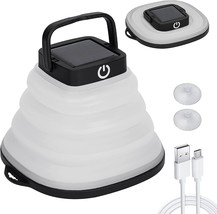 Solar Camping Lantern Folding Light Waterproof Usb Rechargeable Led Lamp Black - £20.73 GBP