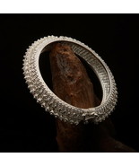 Excellent handcrafted mounted domed Sterling Silver Bracelet Bangle - £118.14 GBP