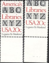 2015, MINT NH 20¢ MISPERFORATION ERROR - LIBRARIES - $22.50