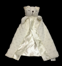 Elegant Baby Bear Security Blanket White Cream Angel Wings Minky Dots Gown 16&quot; - £11.21 GBP