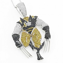 Uomo Wolverine &amp; Il x-Men Ciondolo Placcato Oro Bianco 11.2CT Diamanti Finti - £406.64 GBP
