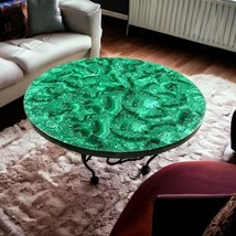 18&quot; Elegant Round Malachite Table Top Counter Desk Mosaic Handmade Arts Decors - £495.34 GBP