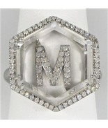 COLLEEN LOPEZ DIAMOND INITIAL AND QUARTZ STERLING SILVER RING - SIZE 8 - £47.42 GBP