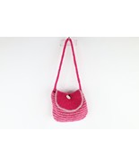 Vintage Y2K Streetwear Wool Blend Knit Striped Button Flap Purse Pink - £38.79 GBP