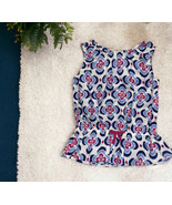 GYMBOREE Shirt Size 7 Top Blue White  Pink Pattern Spring Summer Bow Ela... - $13.85