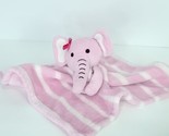 Plush Stuffed Lovey Elephant Girl Pink White Striped Baby Security Blank... - $21.77
