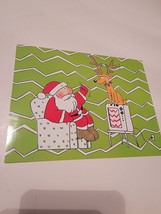 Holiday Greeting Card Vintage Christmas Santa Claus Reindeer TV Made In USA - £0.76 GBP