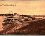 Steamer Vapore Barca Presso Wharf Gallipolis Ohio Oh Unp Ga Roedell DB C... - £23.85 GBP
