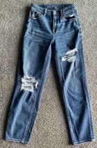 American Eagle Mom Straight Leg High Rise Blue Denim Jeans Women&#39;s Size 00 - £21.71 GBP