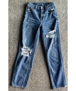 AMERICAN EAGLE Mom Straight Leg High Rise Blue Denim Jeans Women&#39;s Size 00 - £21.91 GBP