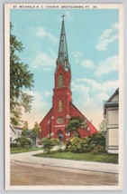 Postcard St. Michaels Roman Catholic Church Brattleboro Vermont ca.1920s Teich - $11.41