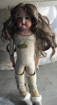 Vintage 1920s Germany Heubach Koppelsdorf 275 Bisque Leather Body Girl Doll 15&quot; - £128.69 GBP