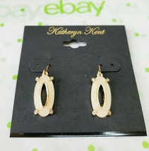 Katheryn Kent Gold Tone French Wire Drop Earrings Sand Color Stone W Rhinestones - £9.95 GBP