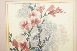 Original Art Watercolor Painting Lynn Gobble Oregon Pastel Blue &amp; Pink Floral - £34.88 GBP