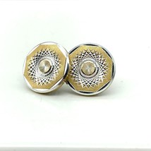 Vintage Etched Spiral Gold and Silver Circle Earrings with Symmetrical S... - £22.01 GBP