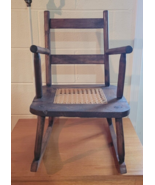Primitave Antique Chids Rocking Chair Cane Bottom Ladder Back Rough Cut ... - £157.26 GBP