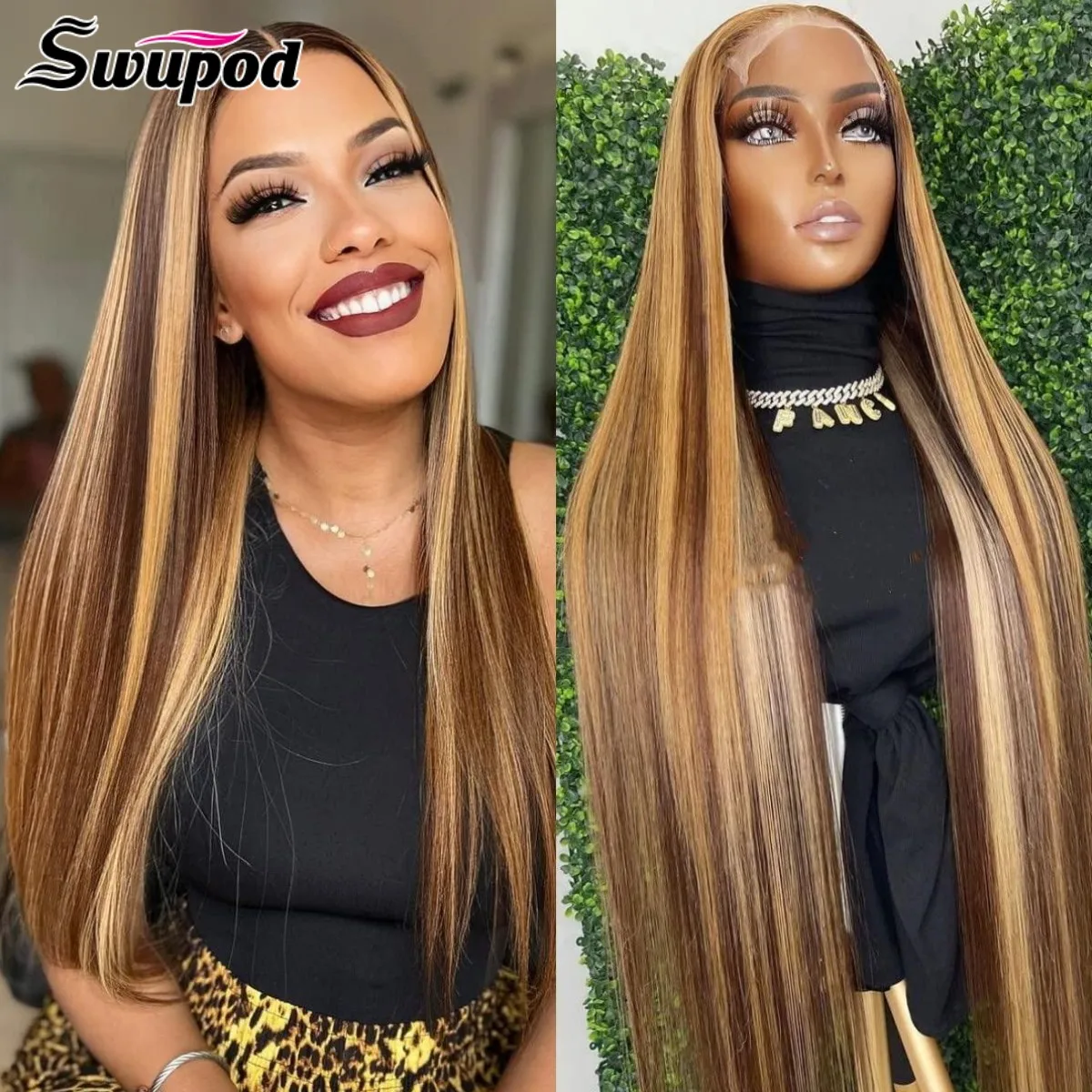Swupod 13x4 13x6 HD Lace Front Wig for Women Straight Remy Human Hair P4/ - £76.16 GBP+