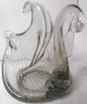 Arte Mexicano Light Green Glass Swan Bent Neck Turned Tail Ribbed Inset ... - $49.49