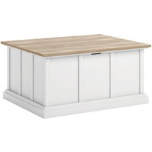 Sauder Cottage Road Engineered Wood Coffee Table in White/Lintel Oak Acc... - £437.20 GBP