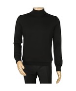 Men&#39;s Sweater Knit By BRANGO Turkey Mock Neck Cotton Blend 21050 Black - $935.89 MXN