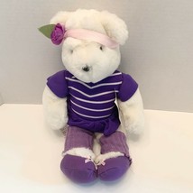 Vintage North American Bear 1984 Purple White Violet Exercise Bear 14&quot; Plush  - $19.99