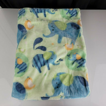Mon Lapin Elephant Baby Blanket Security Lovey Plush Green Blue White Sherpa - £43.01 GBP
